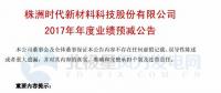 時代新材預(yù)計(jì)2017年盈利減少1.45億元到1.94億元