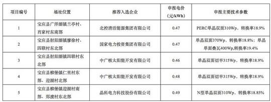 18家企業(yè)10個光伏應(yīng)用領(lǐng)跑基地中標情況