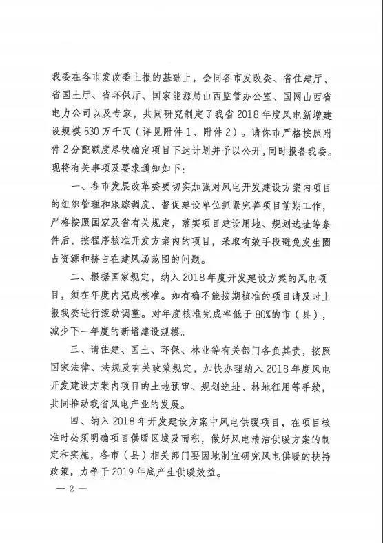 96個項目！山西省正式印發(fā)2018年度風(fēng)電開發(fā)建設(shè)方案
